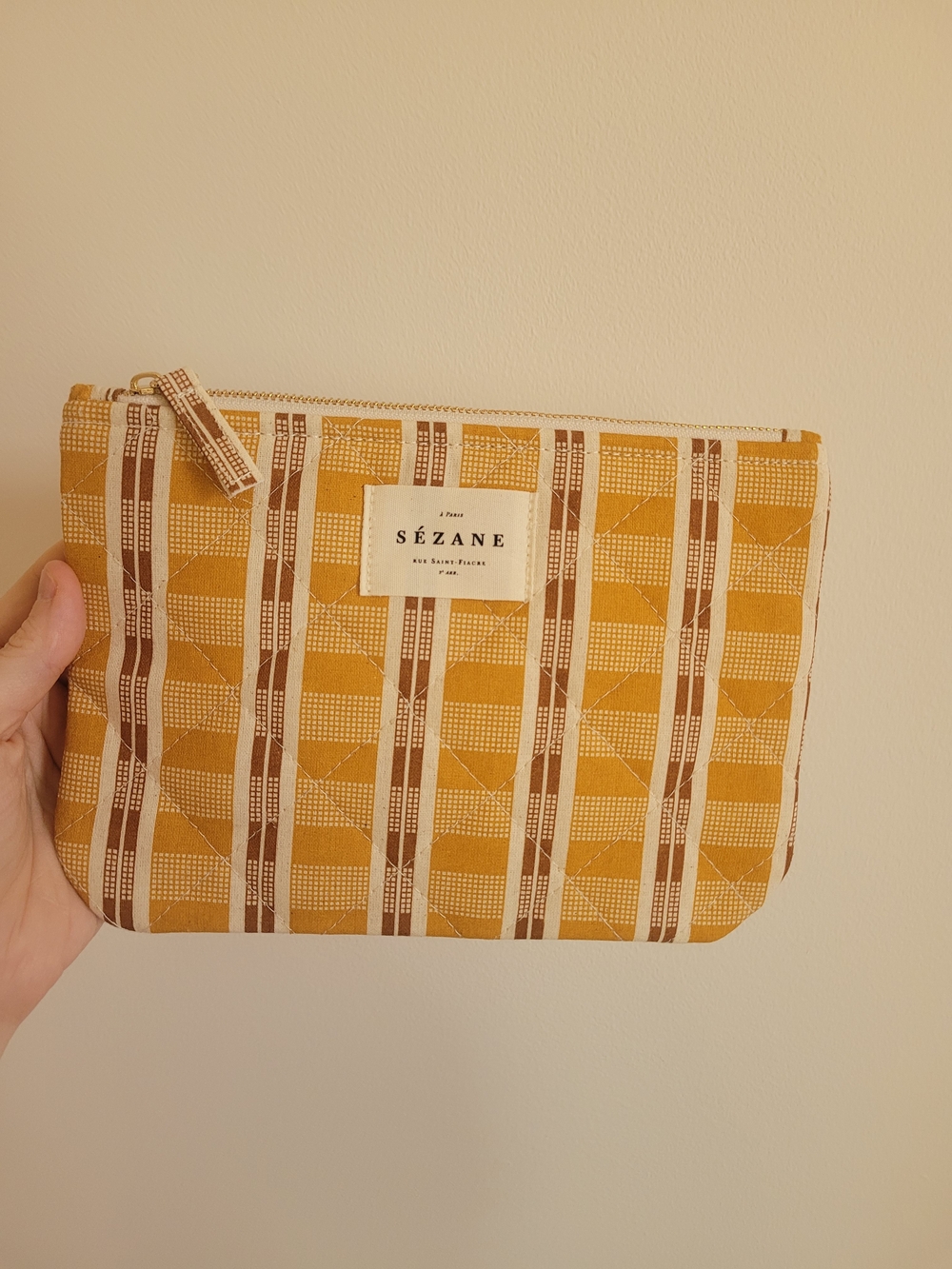 Sézane Mustard Printed Zip Pouch